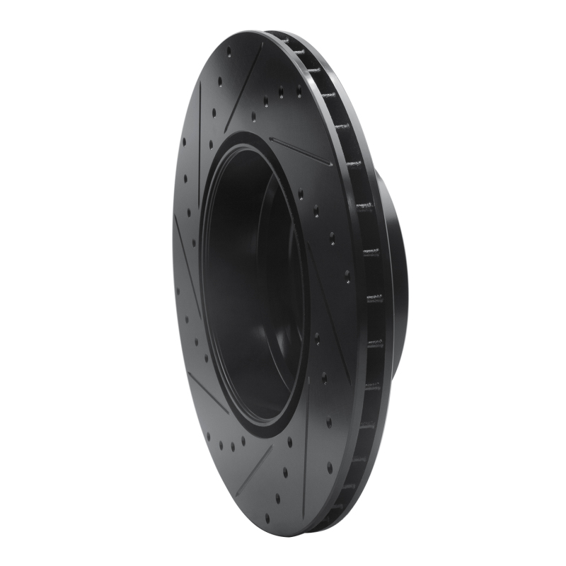 BMW X6 Brake Rotor (1) - Rear Right - R1 Concepts - Drilled & Slotted - Black - `07-`19